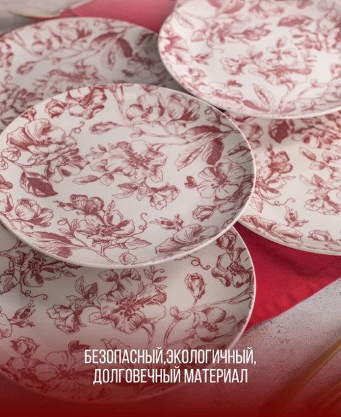Изображение товара Тарелка столовая обеденная Crystar Botanica CND001 (бордовый)