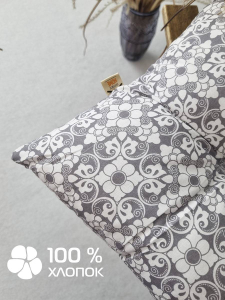 Изображение товара Подушка на стул MATEX Homely. Узор на коричневом / 19-497 (белый/светло-коричневый)