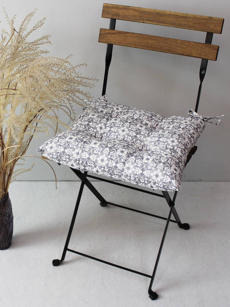 Изображение товара Подушка на стул MATEX Homely. Узор на коричневом / 19-497 (белый/светло-коричневый)