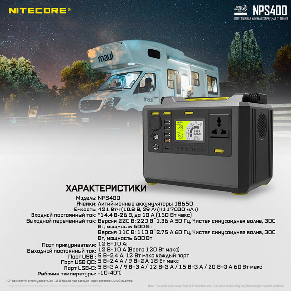Изображение товара Портативная зарядная станция Nitecore NPS400