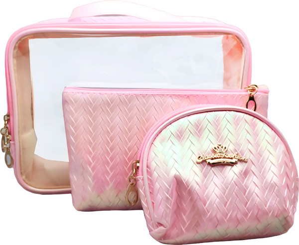 Изображение товара Набор косметичек Kristaller Chameleon Knitted Rope Pattern 3in1 / 25095 (розовый перламутр)