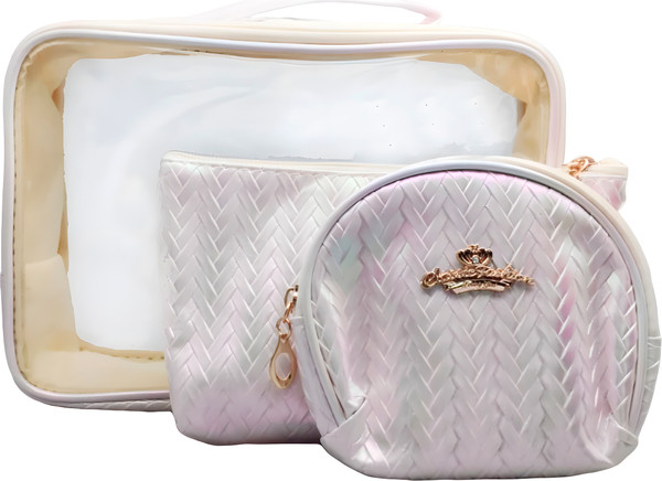 Изображение товара Набор косметичек Kristaller Chameleon Knitted Rope Pattern 3in1 / 25097 (белый перламутр)