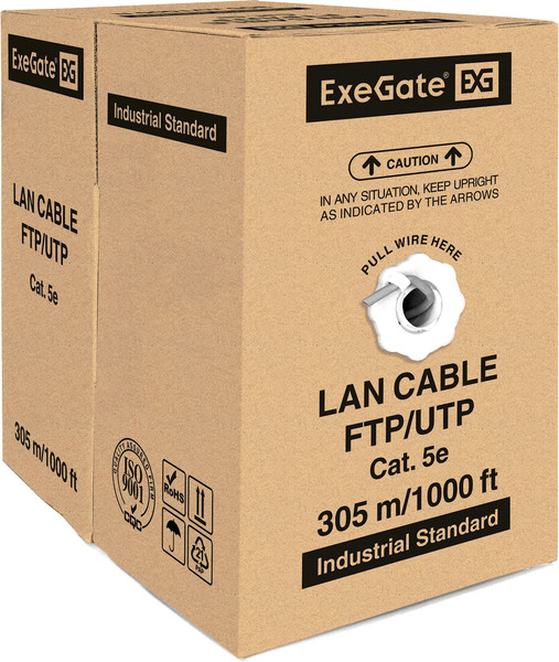 Изображение товара Кабель ExeGate FUTP4-C5e-CCA-S24-IN-PVC-GY-305 / EX190970RUS
