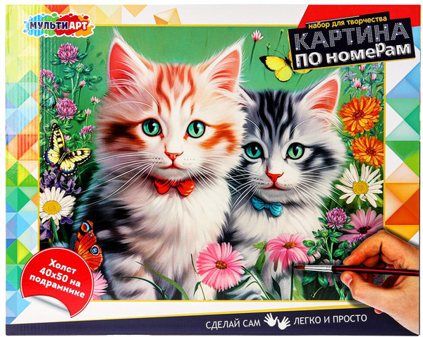Изображение товара Картина по номерам MultiArt Котики / CANV40X50-115968