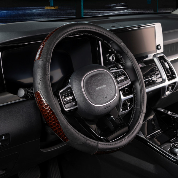 Изображение товара Оплетка на руль Skyway Luxury 4 M / S01102378 (черный/коричневый)