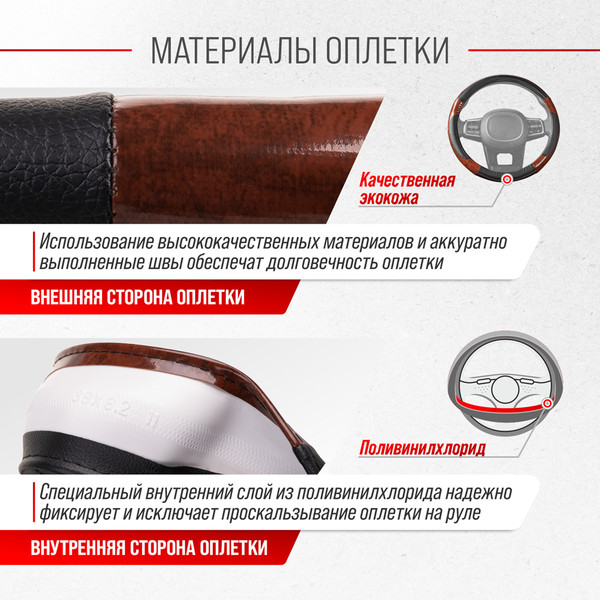 Изображение товара Оплетка на руль Skyway Wood 7 M / S01102326 (черный)