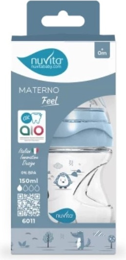 Изображение товара Бутылочка для кормления Nuvita Антиколиковая Materno Feel 6011 / NU-ALMB0061 (150мл, голубой)