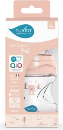 Изображение товара Бутылочка для кормления Nuvita Антиколиковая Materno Feel 6011 / NU-ALMB0062 6011 (150мл, розовый)