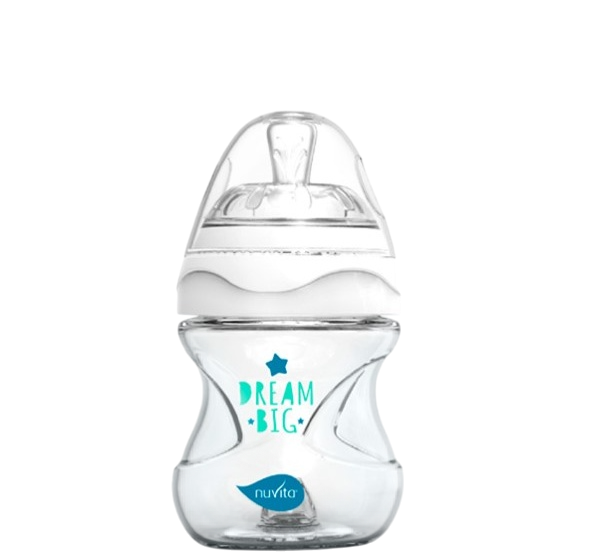 Изображение товара Бутылочка для кормления Nuvita Антиколиковая Glass Collection 6013 / NU-ALMB1033 (140мл, белый/зеленый)