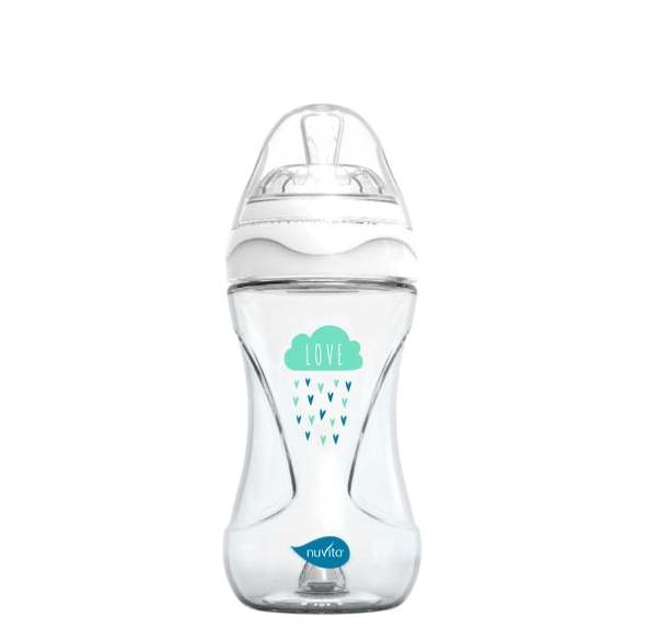 Изображение товара Бутылочка для кормления Nuvita Антиколиковая Glass Collection 6033 / NU-ALMB1041 (240мл, белый/зеленый)