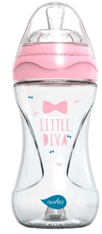Изображение товара Бутылочка для кормления Nuvita Антиколиковая Glass Collection 6033 / NU-ALMB1038 (240мл, розовый)