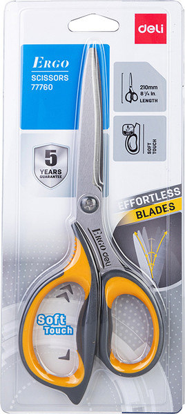 Изображение товара Ножницы канцелярские Deli Ergo / 77760YELLOW (желтый/серый)