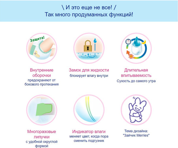 Изображение товара Подгузники детские Merries до 5кг (76шт)