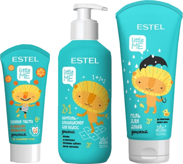 Изображение товара Набор косметики детской Estel Little Me Отличное настроение Шампунь+Гель для душа+Зубная паста (300мл+200мл+60мл)
