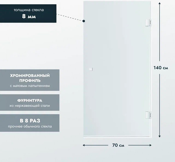 Изображение товара Стеклянная шторка для ванны Benetto BEN-404-SL-C