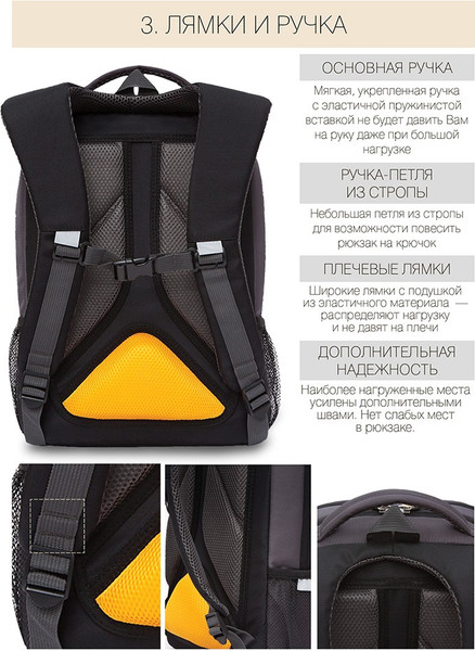 Изображение товара Школьный рюкзак Grizzly RB-156-2 (черный/хаки)