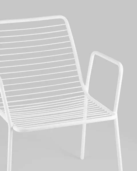 Изображение товара Стул садовый Stool Group Дели с подлокотниками / LV-107-9016 (металл белый)