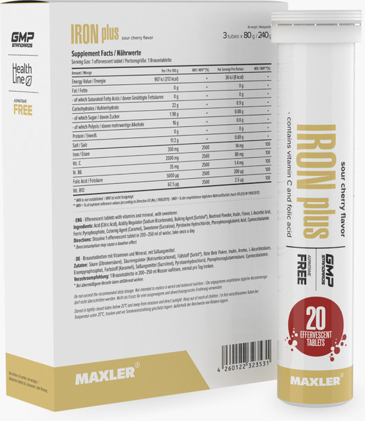 Изображение товара Витаминно-минеральный комплекс Maxler Айрон Плюс Вишня (20 таблеток)