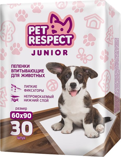 Изображение товара Одноразовая пеленка для животных Pet Respect Junior 60x90 (30шт)