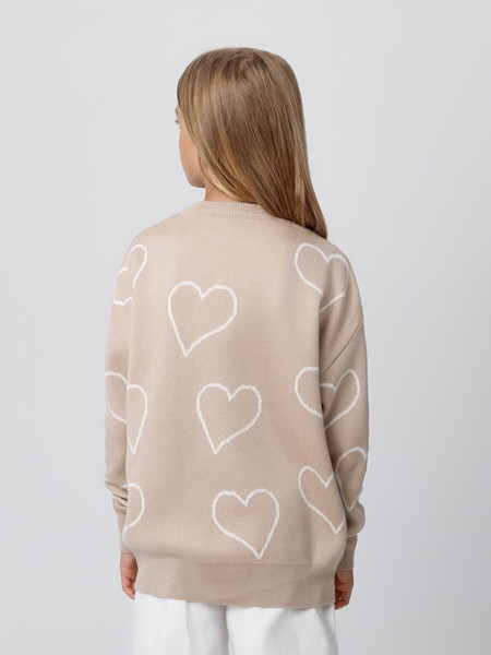 Изображение товара Свитер детский Amarobaby Heart / AB-OD24-H26/03-122 (бежевый, р.122)