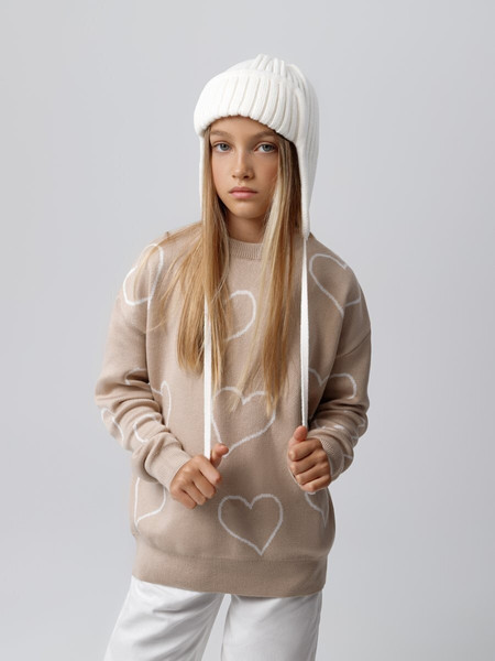 Изображение товара Свитер детский Amarobaby Heart / AB-OD24-H26/03-122 (бежевый, р.122)