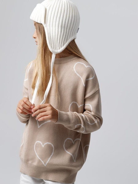 Изображение товара Свитер детский Amarobaby Heart / AB-OD24-H26/03-128 (бежевый, р.128)