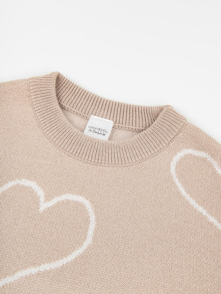 Изображение товара Свитер детский Amarobaby Heart / AB-OD24-H26/03-128 (бежевый, р.128)