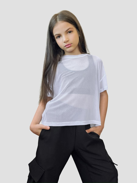 Изображение товара Футболка детская Amarobaby Net / AB-OD24-N33/00-140 (белый, р.140)