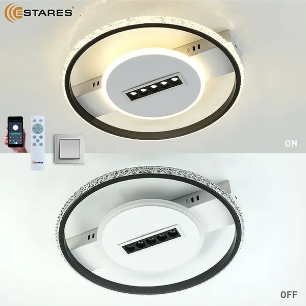 Изображение товара Потолочный светильник Estares Mond 60W 5DL 2RL-APP-410x60-BLACK/WHITE/CRYSTAL-220-IP20