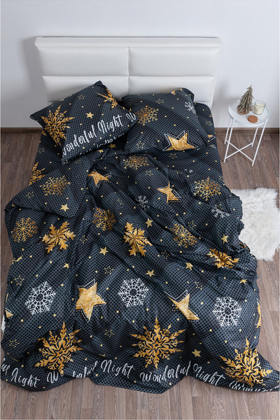 Изображение товара Комплект постельного белья Milanika Рождественская звезда Евро (поплин)