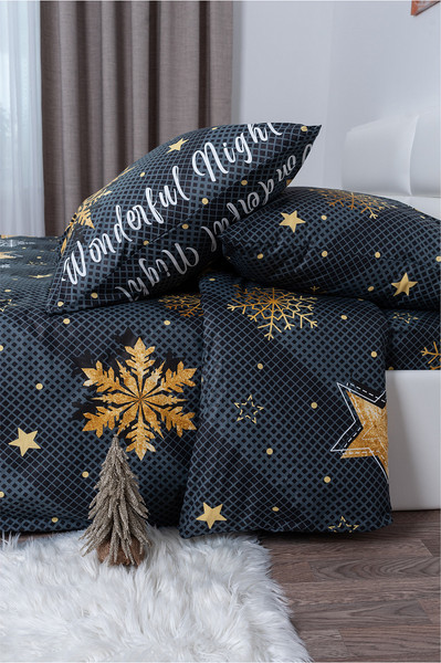 Изображение товара Комплект постельного белья Milanika Рождественская звезда Семейный (поплин)