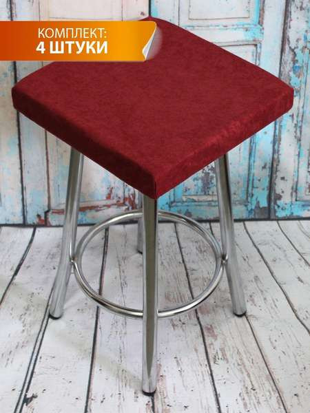 Изображение товара Комплект подушек на стул MATEX Velours Cuadro / 46-639 (бордовый)