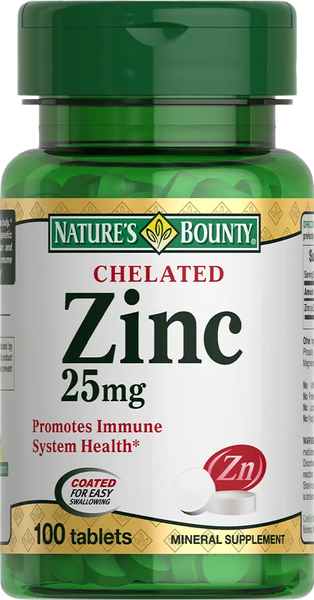 Изображение товара Минерал Nature's Bounty Хелат цинка 25мг (100 таблеток)