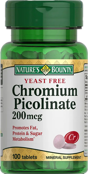 Изображение товара Минерал Nature's Bounty Бездрожжевой пиколинат хрома (100 таблеток)