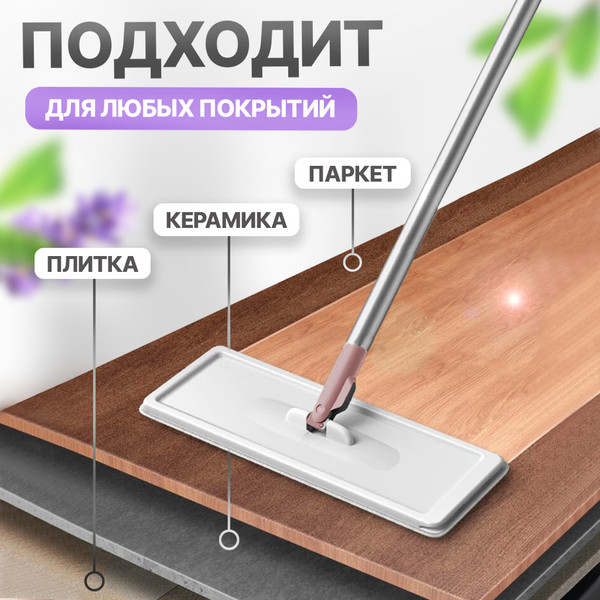 Изображение товара Набор для уборки Solmax&Home Flat Mop с системой отжима швабры / SM56069