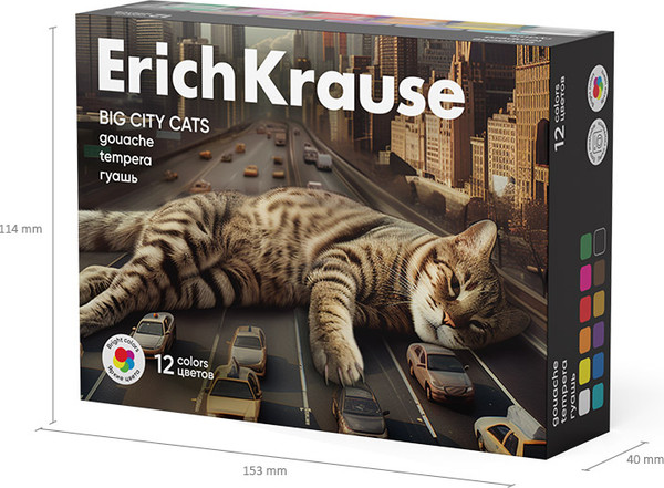 Изображение товара Гуашь Erich Krause Big City Cats / 62982 (12цв)