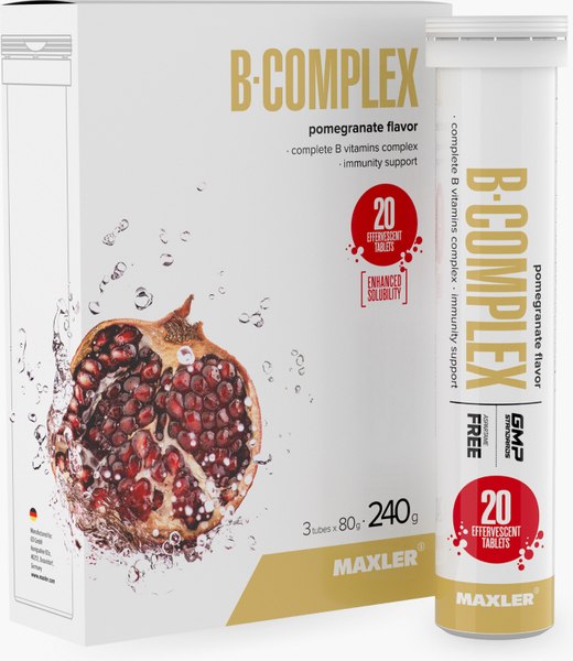 Изображение товара Мультивитаминный комплекс Maxler B-Комплекс со вкусом граната (20 таблеток)