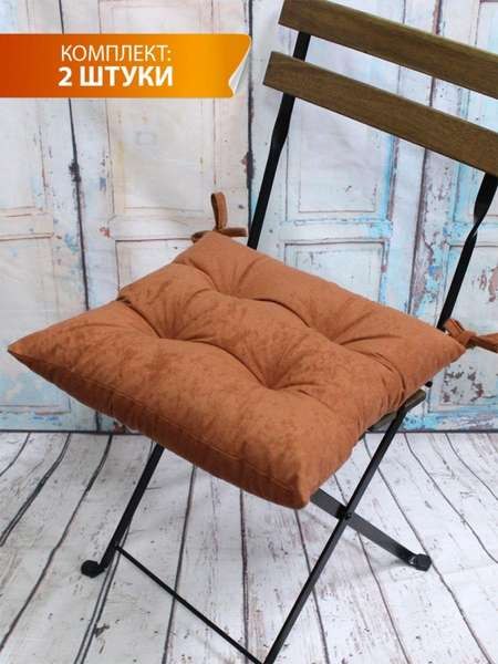Изображение товара Комплект подушек на стул MATEX Velours / 47-483 (красно-коричневый)