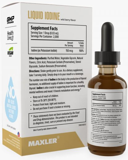 Изображение товара Минерал Maxler Жидкий Йод вкус Лесные ягоды (60мл)