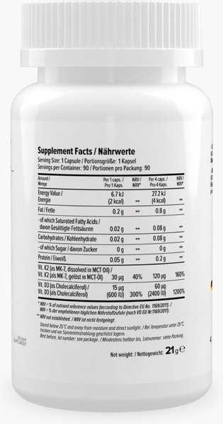 Изображение товара Мультивитаминный комплекс Maxler Д3 + К2 (90 капсул)