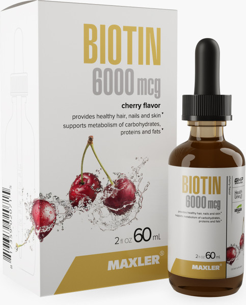 Изображение товара Пищевая добавка Maxler Биотин 6000мкг со вкусом вишни (60мл)