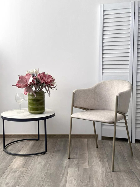 Изображение товара Стул M-City Дилл / 688М05849 (Rain 8 слоновая кость велюр/шампань каркас)