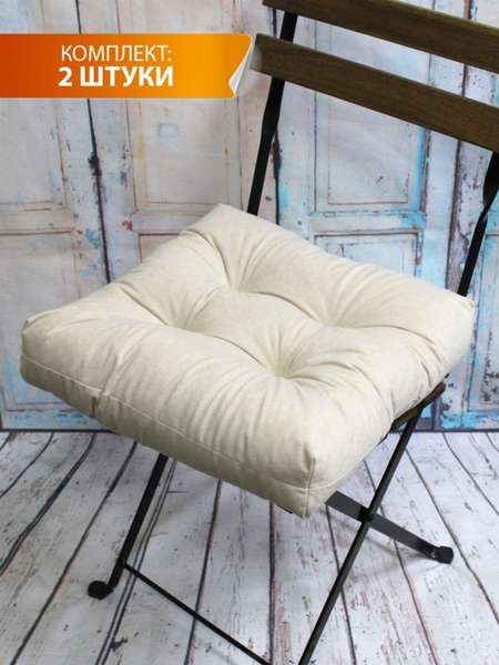 Изображение товара Комплект подушек на стул MATEX Velours / 49-678 (молочный, 2шт)