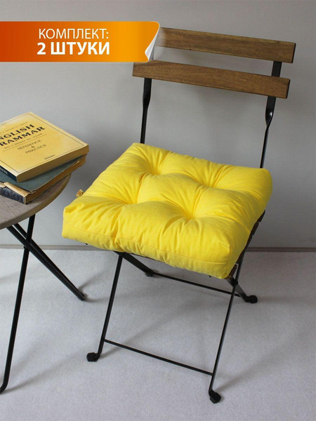 Изображение товара Комплект подушек на стул MATEX Velours / 57-246 (желтый, 2шт)
