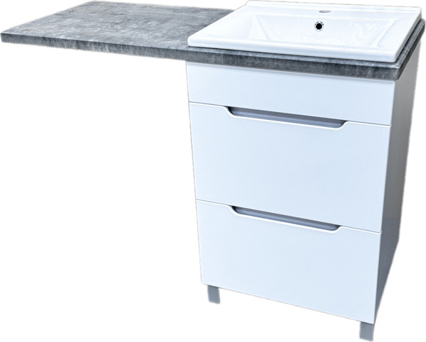 Изображение товара Тумба с умывальником Гамма Р23оФ8 У-55 Атриа-9055 со столешницей (бетон серый, левый)