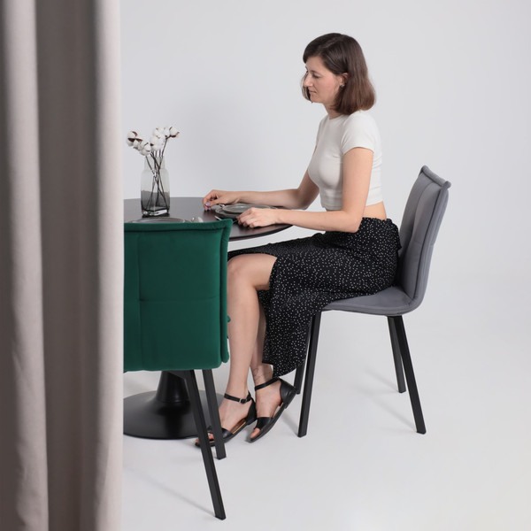 Изображение товара Стул AksHome Рубик U (Velutto 32 серый велюр/черный)