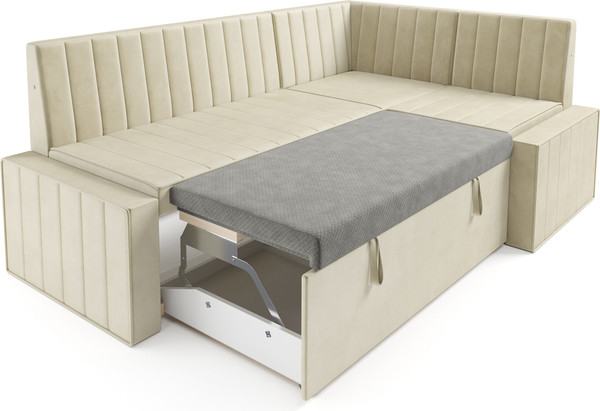 Изображение товара Уголок кухонный мягкий Mebel-Ars Вермут 211x83x141 / M11-23-4 (бежевый Star Velvet 6 Light Beige)