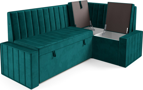 Изображение товара Уголок кухонный мягкий Mebel-Ars Вермут 191x83x121/M11-24-2 (сине-зеленый Star Velvet 43 Black Green)