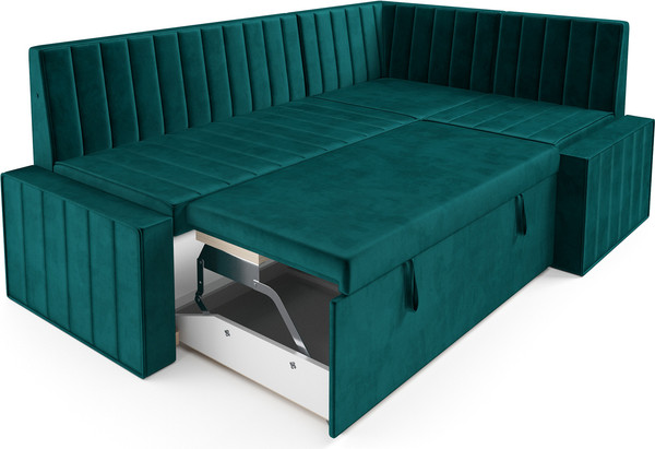 Изображение товара Уголок кухонный мягкий Mebel-Ars Вермут 211x83x141/M11-23-2 (сине-зеленый Star Velvet 43 Black Green)