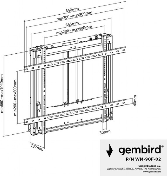 Изображение товара Кронштейн для телевизора Gembird WM-90F-02